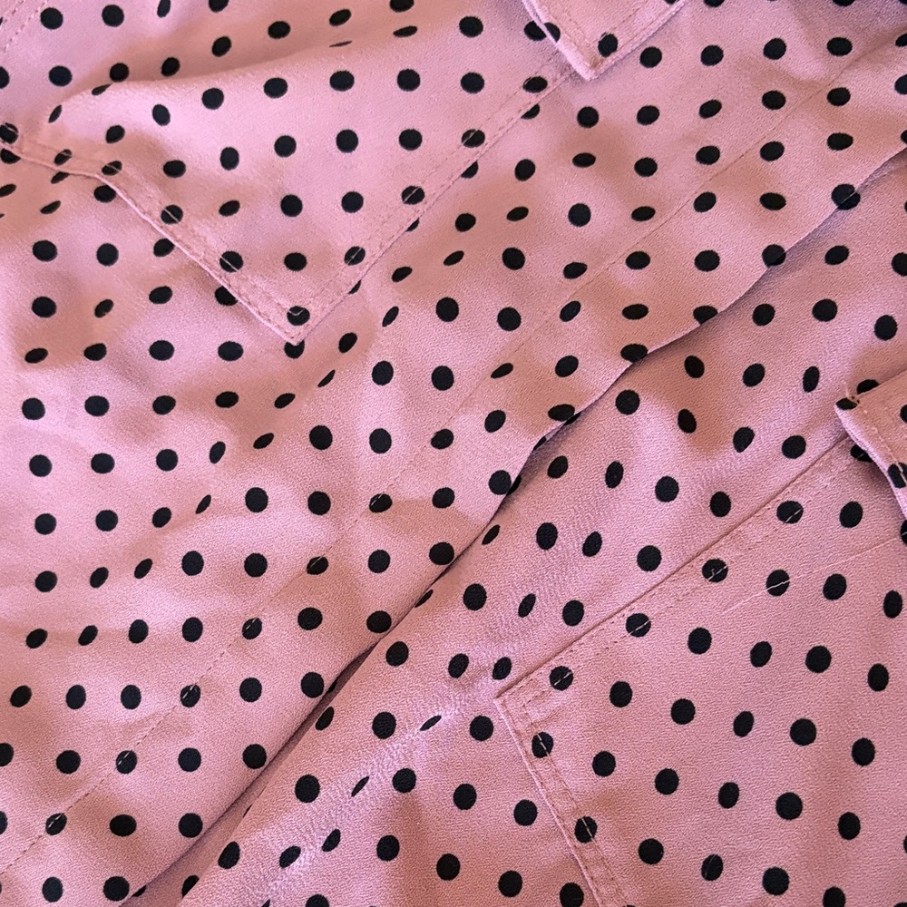 Polka Dot Button-Front Blouse - Pink - Picture 5 of 10